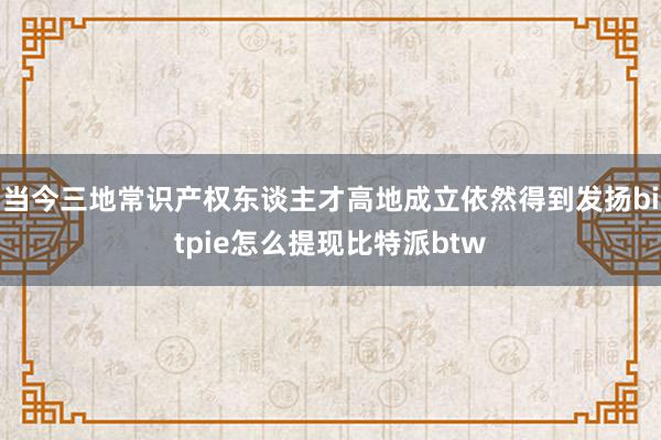 当今三地常识产权东谈主才高地成立依然得到发扬bitpie怎么提现比特派btw