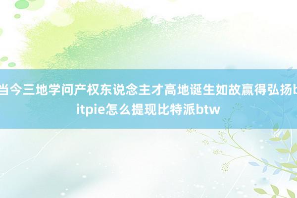 当今三地学问产权东说念主才高地诞生如故赢得弘扬bitpie怎么提现比特派btw