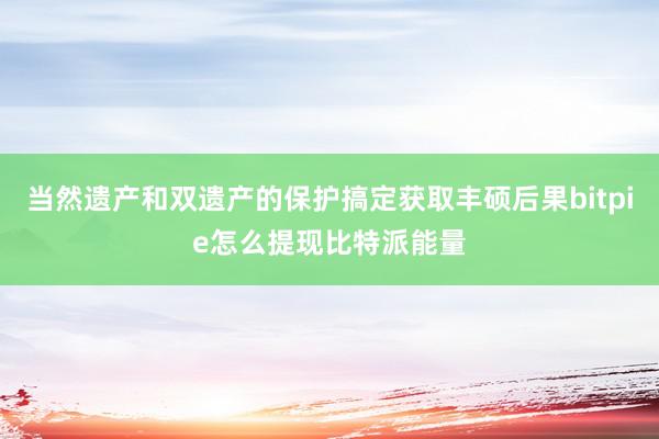 当然遗产和双遗产的保护搞定获取丰硕后果bitpie怎么提现比特派能量