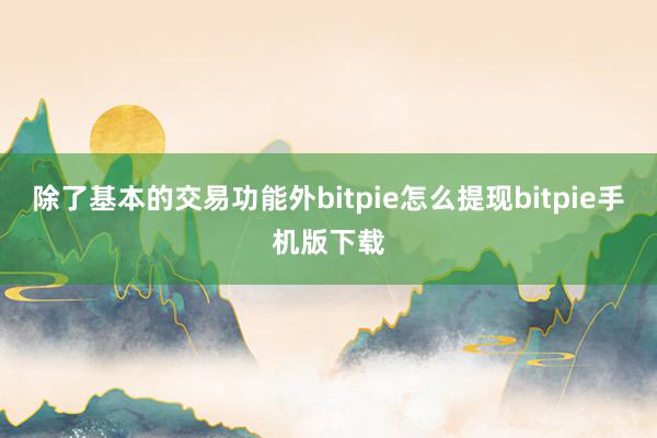 除了基本的交易功能外bitpie怎么提现bitpie手机版下载