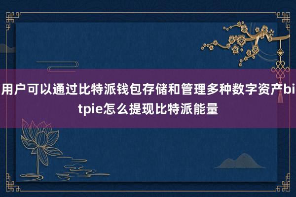 用户可以通过比特派钱包存储和管理多种数字资产bitpie怎么提现比特派能量