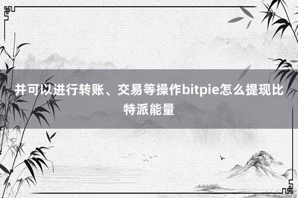 并可以进行转账、交易等操作bitpie怎么提现比特派能量