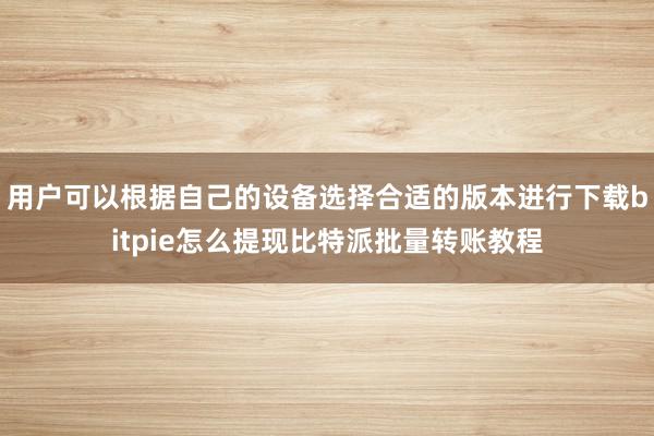 用户可以根据自己的设备选择合适的版本进行下载bitpie怎么提现比特派批量转账教程