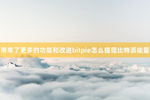 带来了更多的功能和改进bitpie怎么提现比特派能量