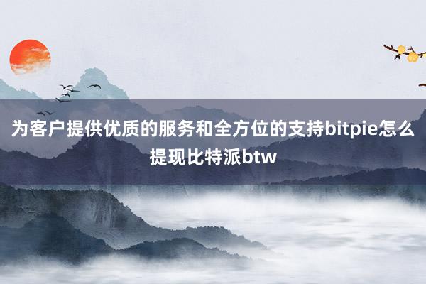 为客户提供优质的服务和全方位的支持bitpie怎么提现比特派btw