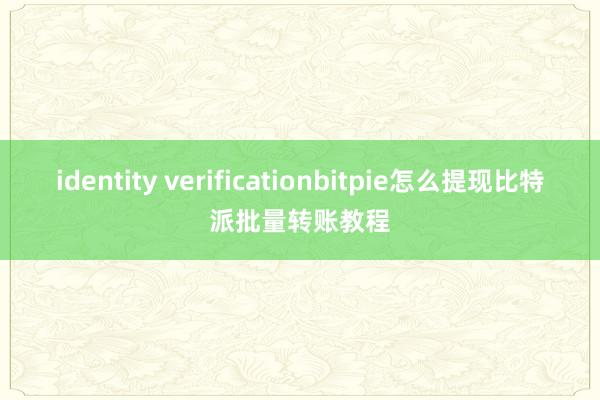 identity verificationbitpie怎么提现比特派批量转账教程