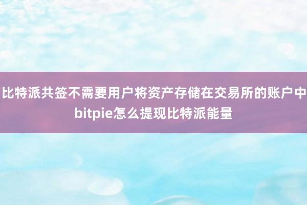 比特派共签不需要用户将资产存储在交易所的账户中bitpie怎么提现比特派能量