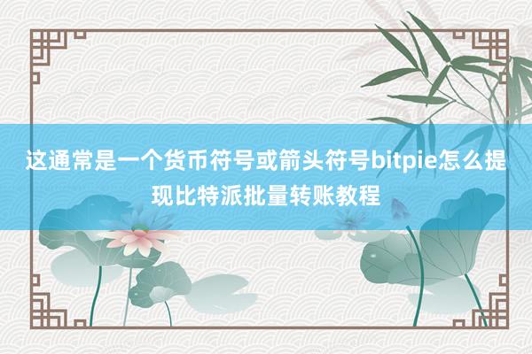 这通常是一个货币符号或箭头符号bitpie怎么提现比特派批量转账教程