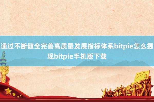 通过不断健全完善高质量发展指标体系bitpie怎么提现bitpie手机版下载