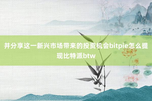 并分享这一新兴市场带来的投资机会bitpie怎么提现比特派btw