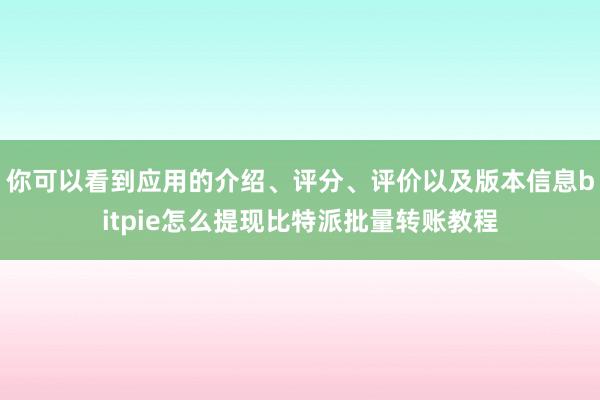 你可以看到应用的介绍、评分、评价以及版本信息bitpie怎么提现比特派批量转账教程