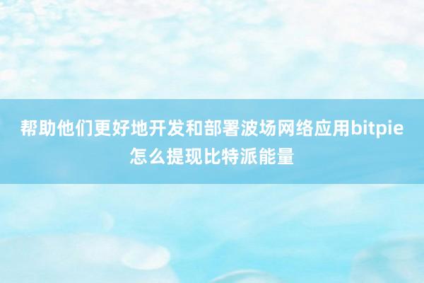 帮助他们更好地开发和部署波场网络应用bitpie怎么提现比特派能量