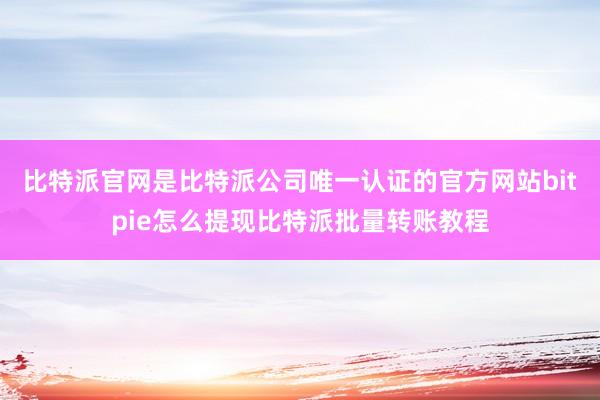 比特派官网是比特派公司唯一认证的官方网站bitpie怎么提现比特派批量转账教程