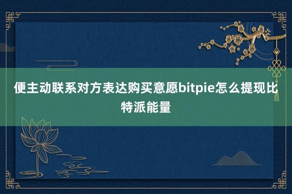 便主动联系对方表达购买意愿bitpie怎么提现比特派能量