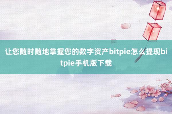 让您随时随地掌握您的数字资产bitpie怎么提现bitpie手机版下载