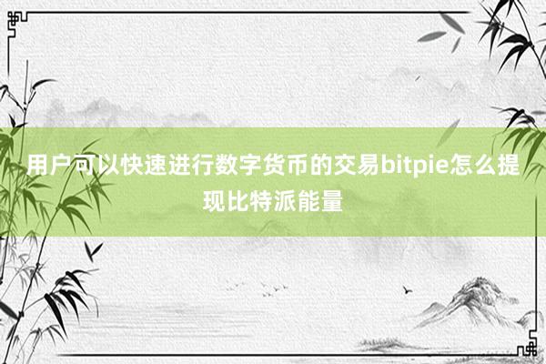 用户可以快速进行数字货币的交易bitpie怎么提现比特派能量