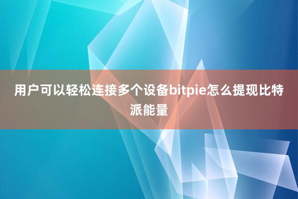 用户可以轻松连接多个设备bitpie怎么提现比特派能量