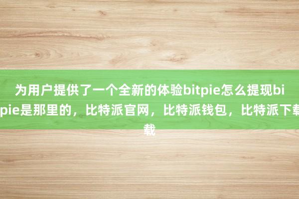 为用户提供了一个全新的体验bitpie怎么提现bitpie是那里的，比特派官网，比特派钱包，比特派下载