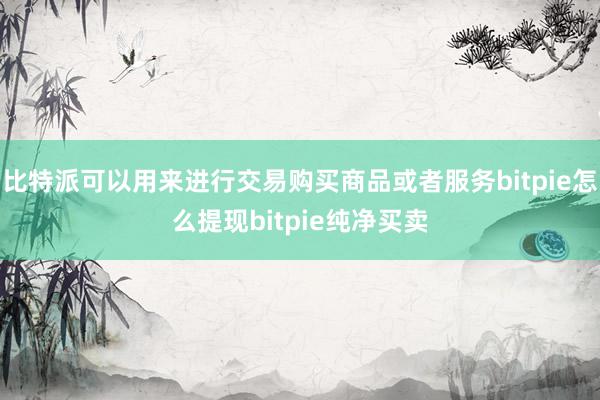 比特派可以用来进行交易购买商品或者服务bitpie怎么提现bitpie纯净买卖