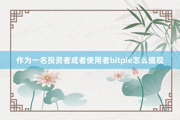 作为一名投资者或者使用者bitpie怎么提现