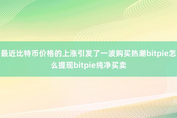 最近比特币价格的上涨引发了一波购买热潮bitpie怎么提现bitpie纯净买卖