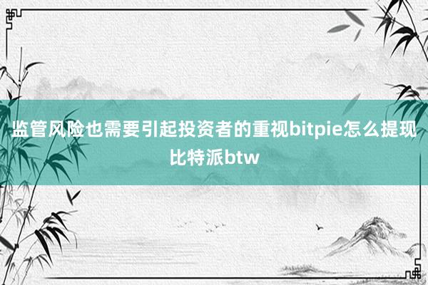 监管风险也需要引起投资者的重视bitpie怎么提现比特派btw