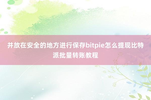 并放在安全的地方进行保存bitpie怎么提现比特派批量转账教程