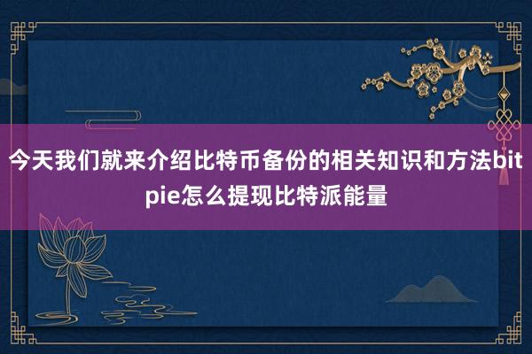 今天我们就来介绍比特币备份的相关知识和方法bitpie怎么提现比特派能量