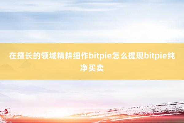 在擅长的领域精耕细作bitpie怎么提现bitpie纯净买卖