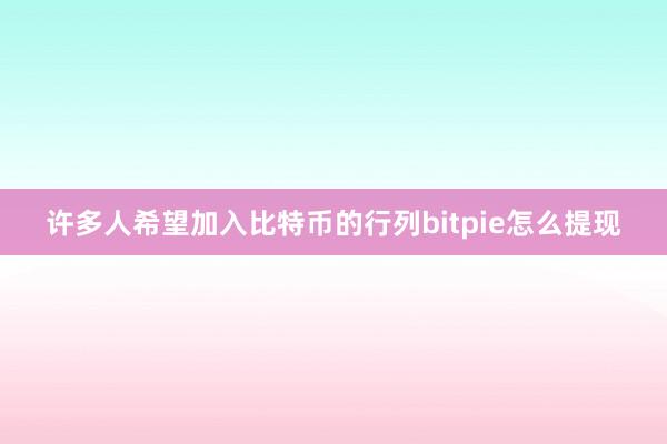 许多人希望加入比特币的行列bitpie怎么提现