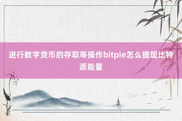 进行数字货币的存取等操作bitpie怎么提现比特派能量