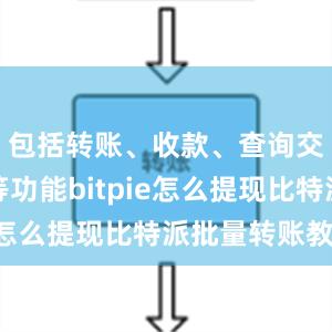 包括转账、收款、查询交易记录等功能bitpie怎么提现比特派批量转账教程